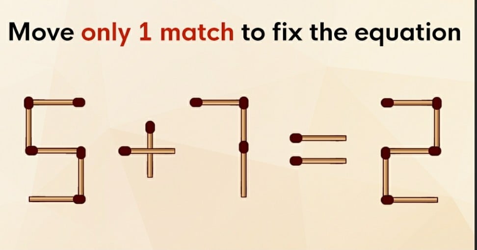 Move 1 match to fix the equation