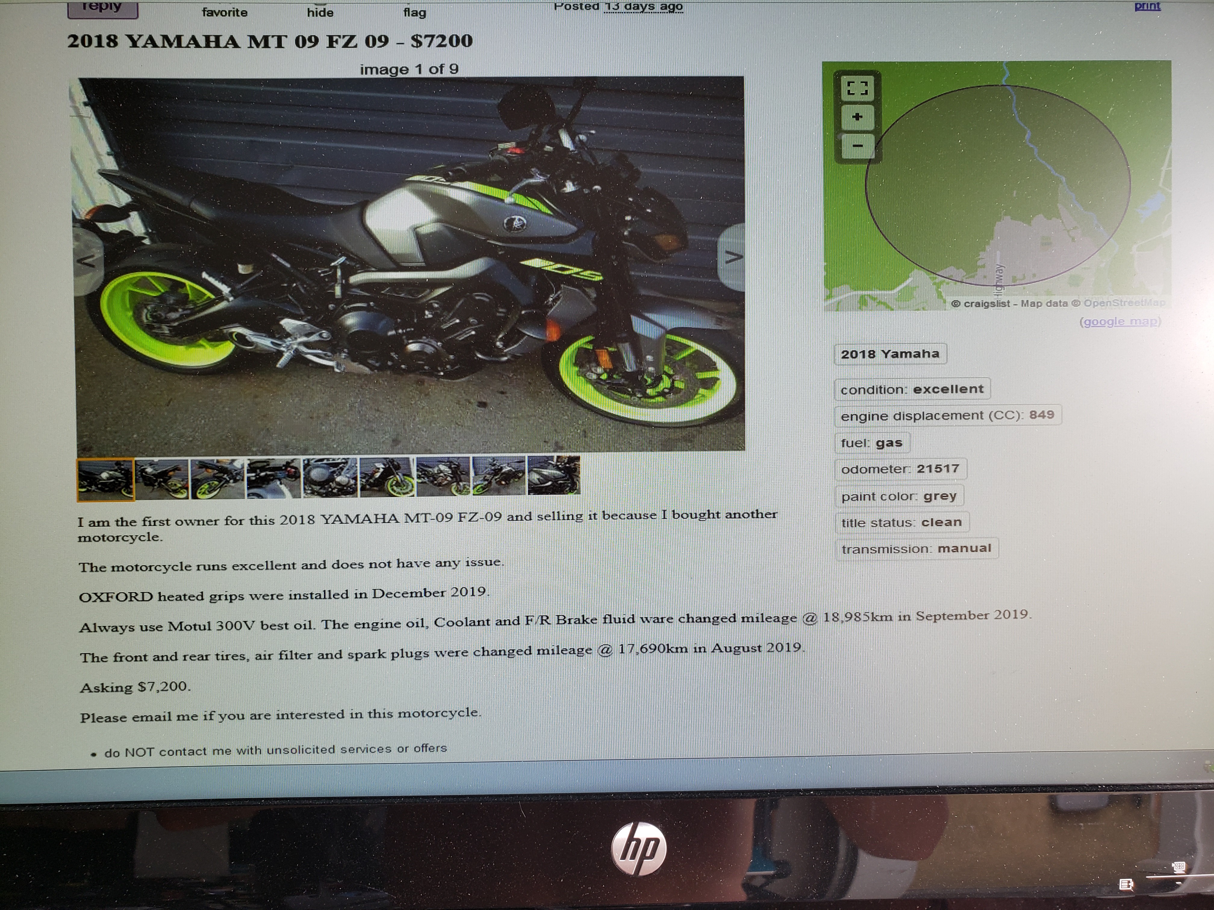 yamaha mt 09 craigslist
