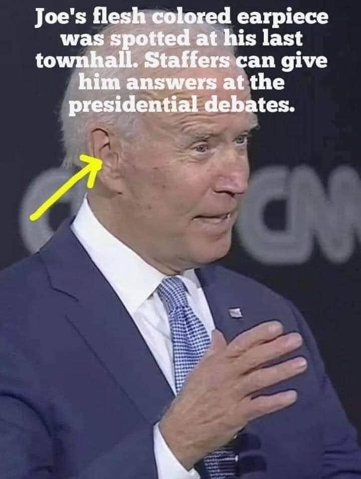 Biden wearing earpiece last town hall?